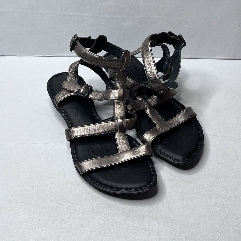Born Bragg Metallic Leather Casual Comfort Gladiator Sandals Women’s Size 8 M/W